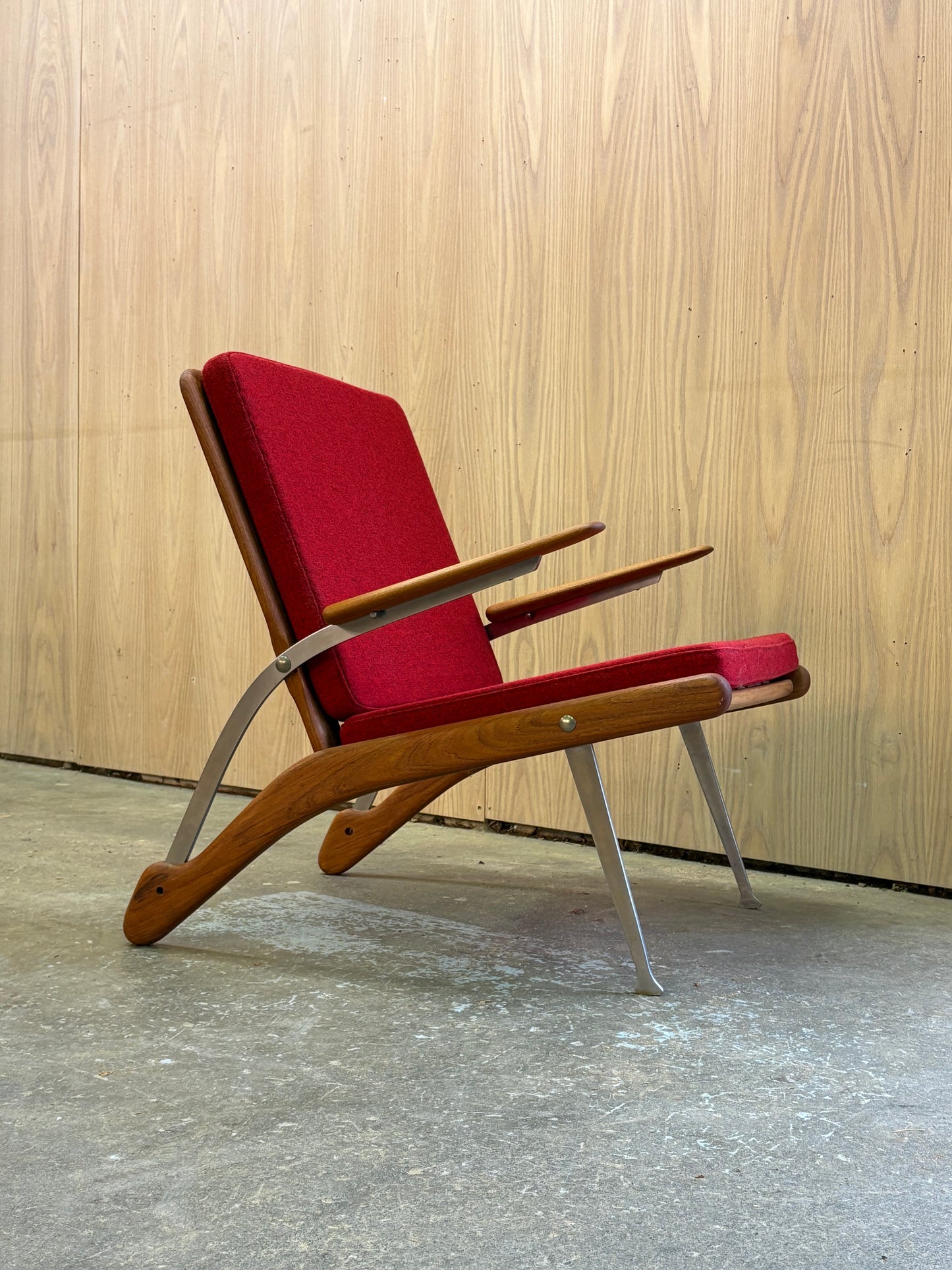 1960s Danish Teak and Steel Lounge Chair by Arne Hovmand-Olsen