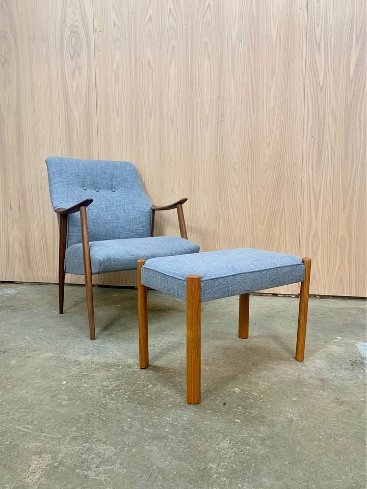 1960s Norwegian Lounge Chair and Ottoman