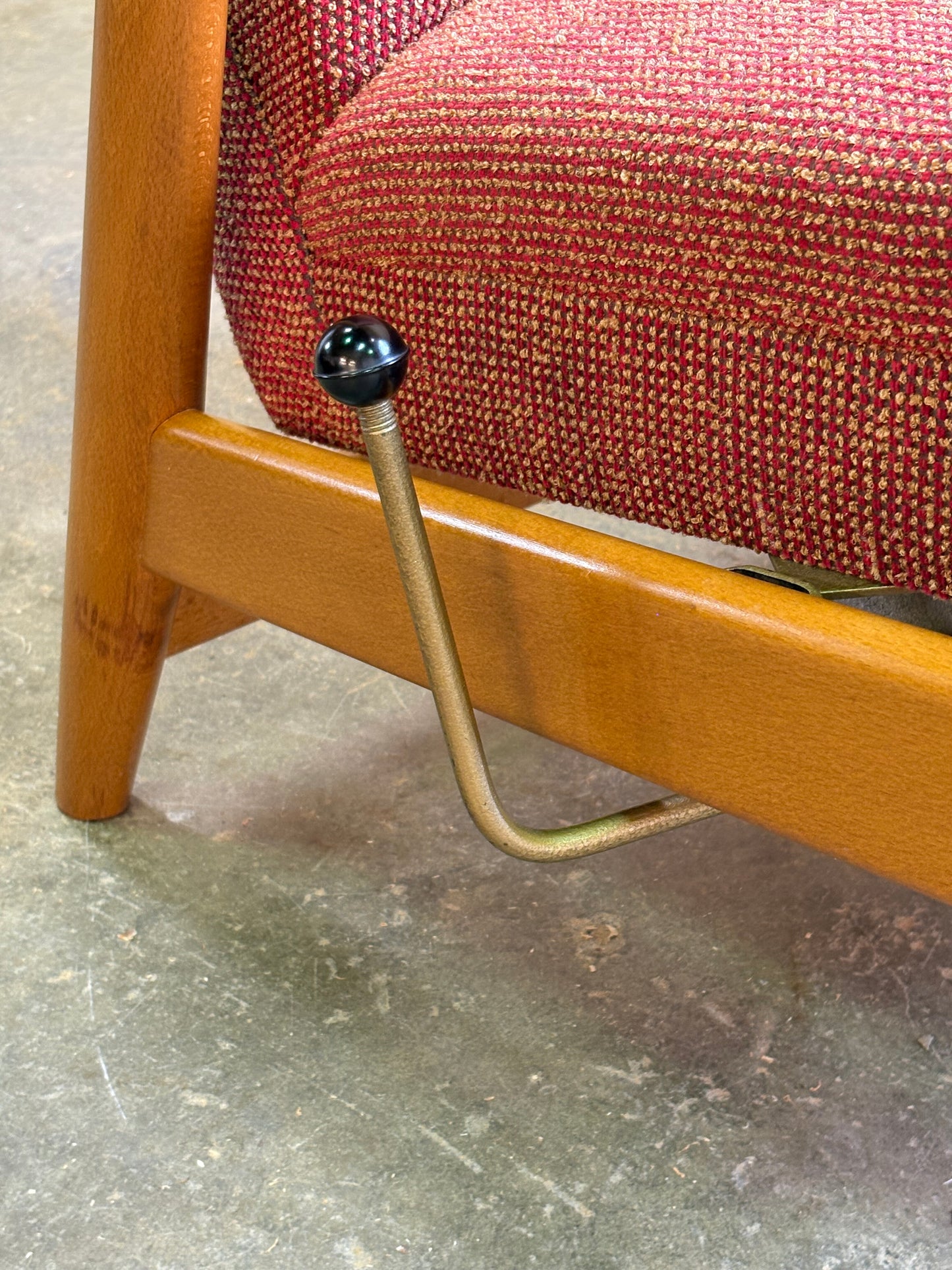 1960s Norwegian Teak and Beech High Back Reclining Chair and Ottoman