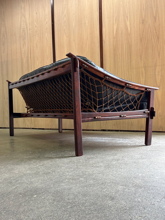 1960s Brazilian Rosewood and Leather Amazonas Sofa by Jean Gillon