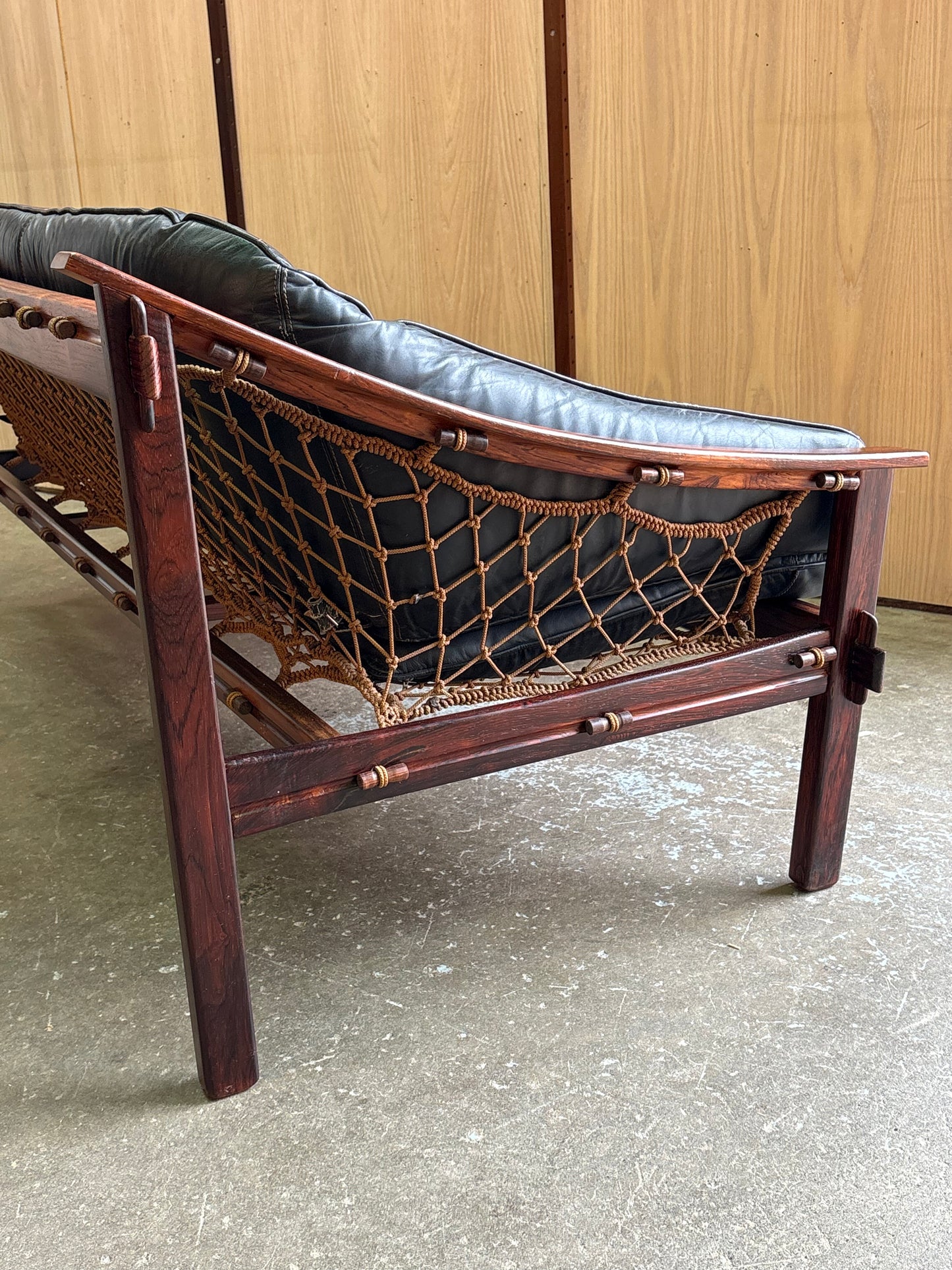 1960s Brazilian Rosewood and Leather Amazonas Sofa by Jean Gillon