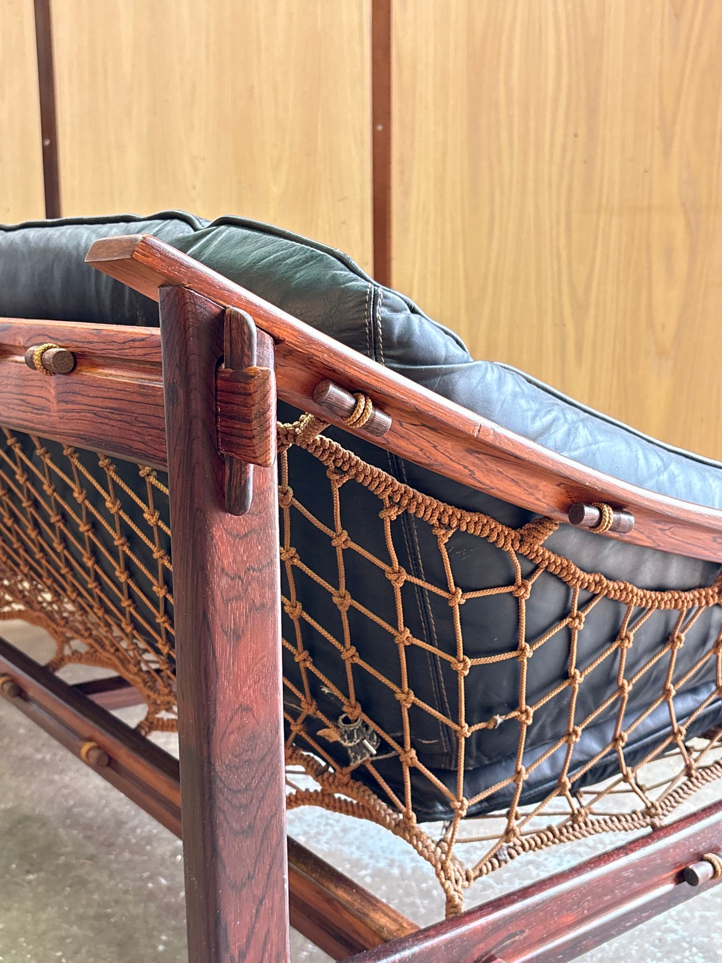 1960s Brazilian Rosewood and Leather Amazonas Sofa by Jean Gillon