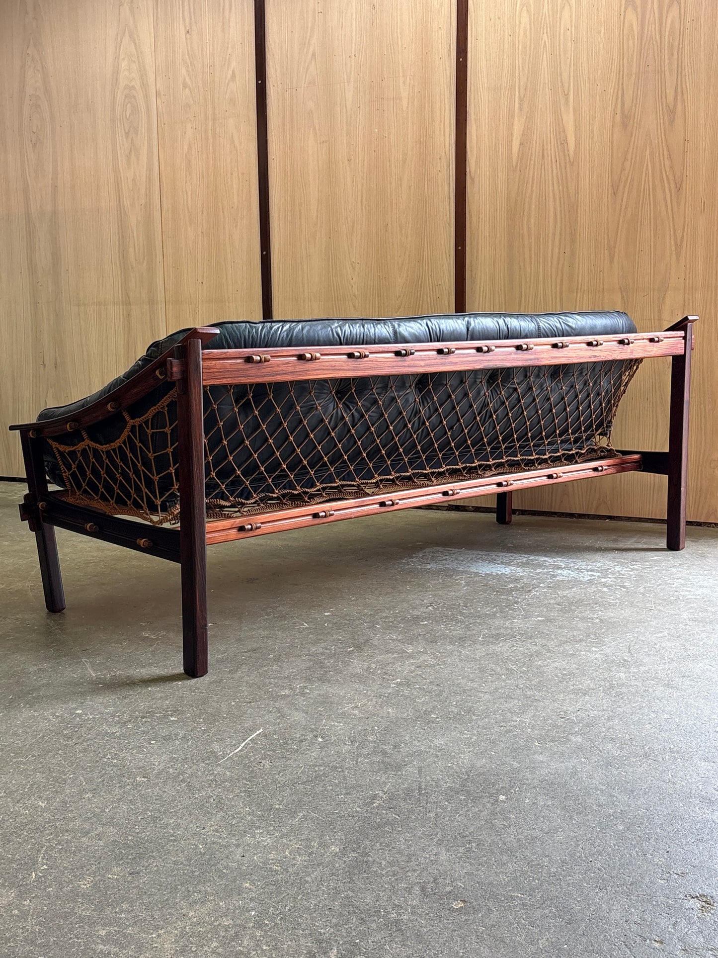 1960s Brazilian Rosewood and Leather Amazonas Sofa by Jean Gillon