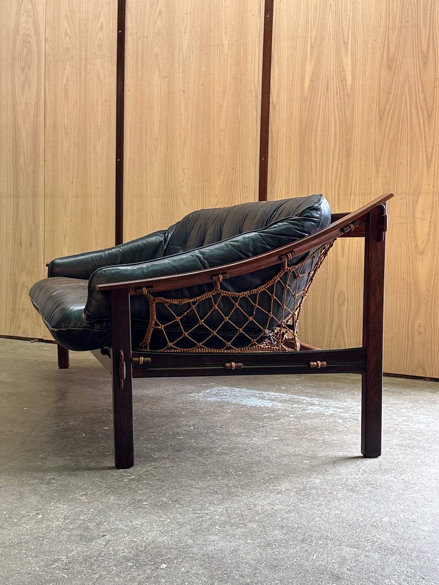 1960s Brazilian Rosewood and Leather Amazonas Sofa by Jean Gillon
