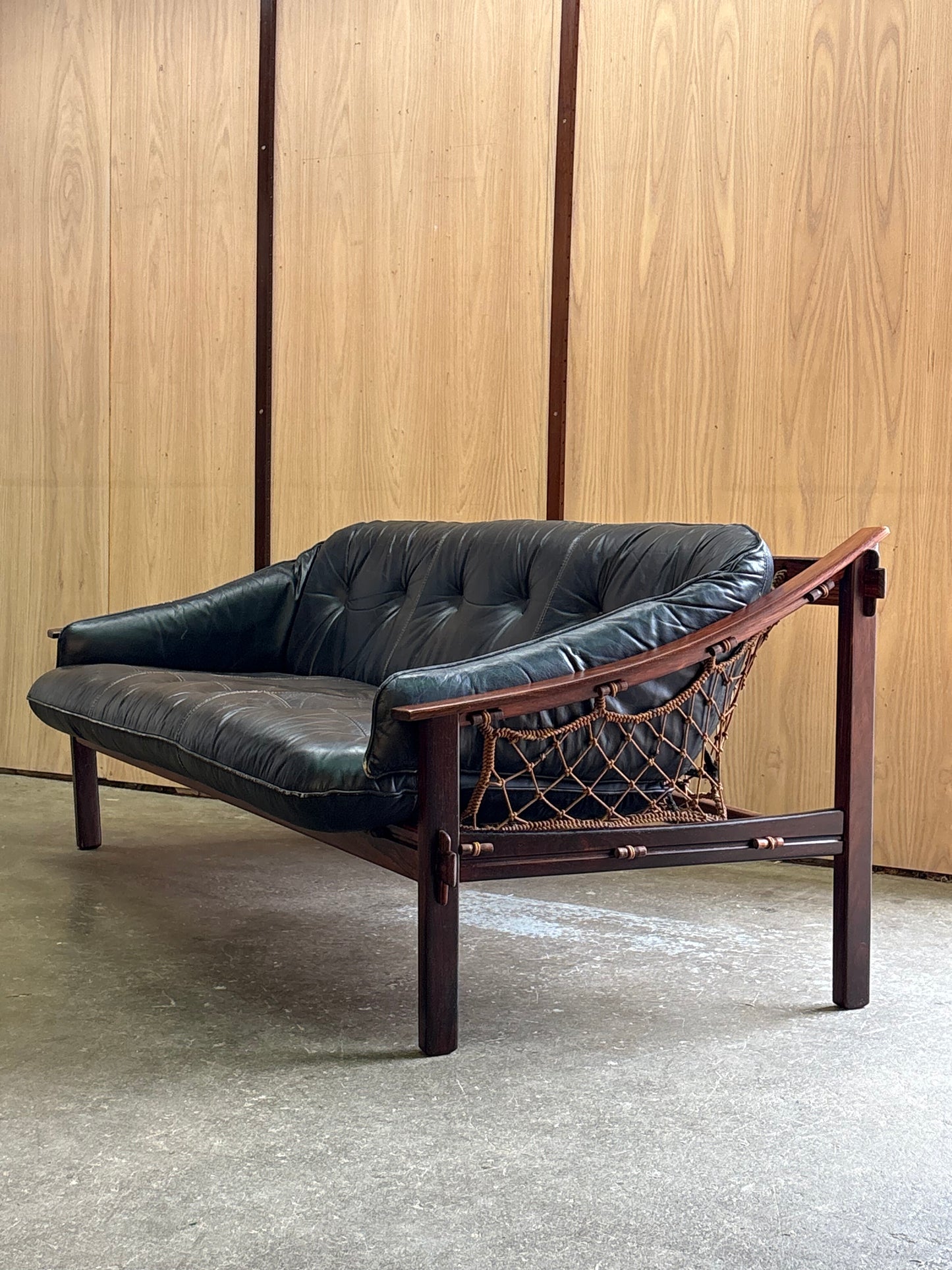 1960s Brazilian Rosewood and Leather Amazonas Sofa by Jean Gillon