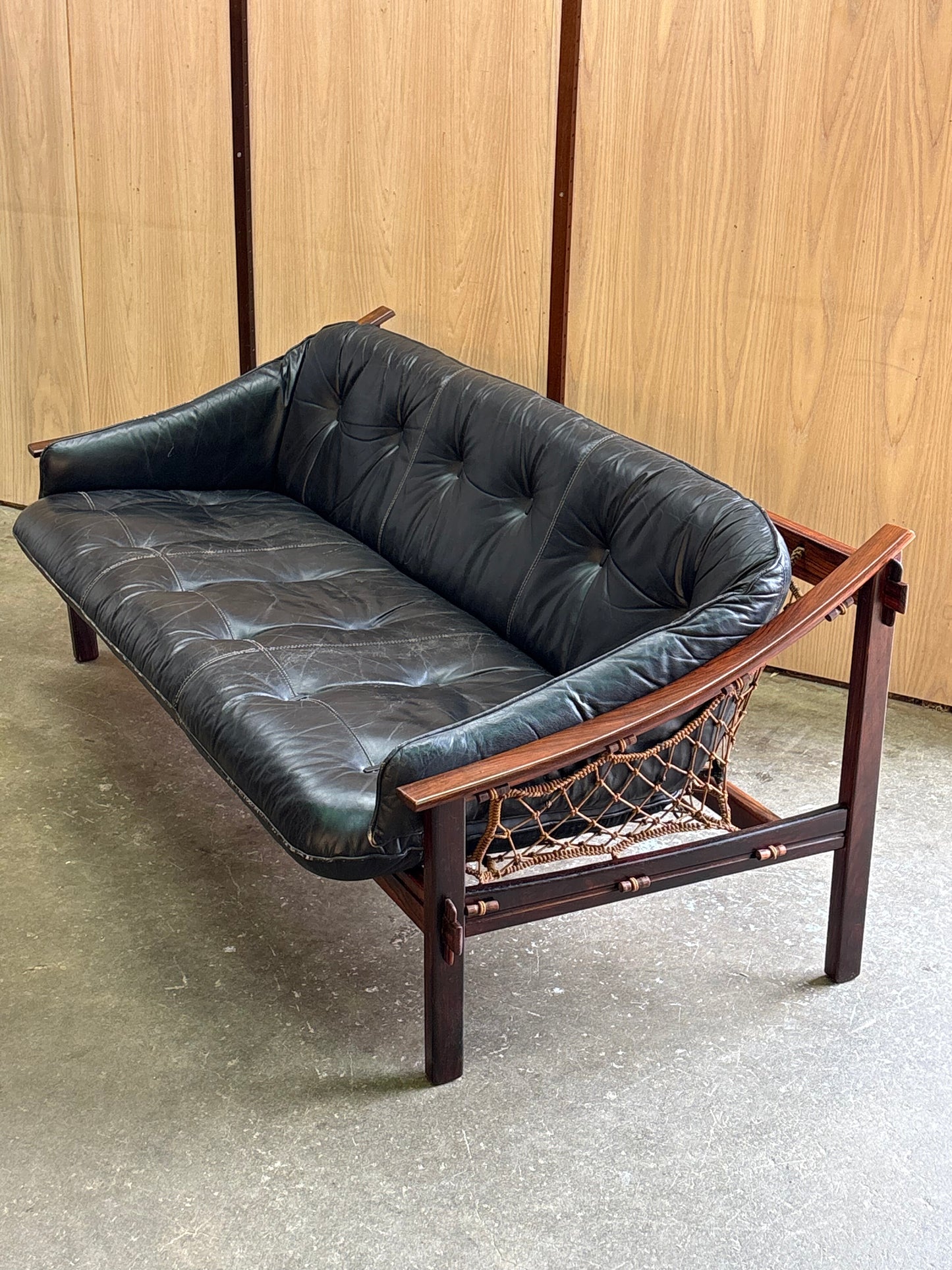 1960s Brazilian Rosewood and Leather Amazonas Sofa by Jean Gillon