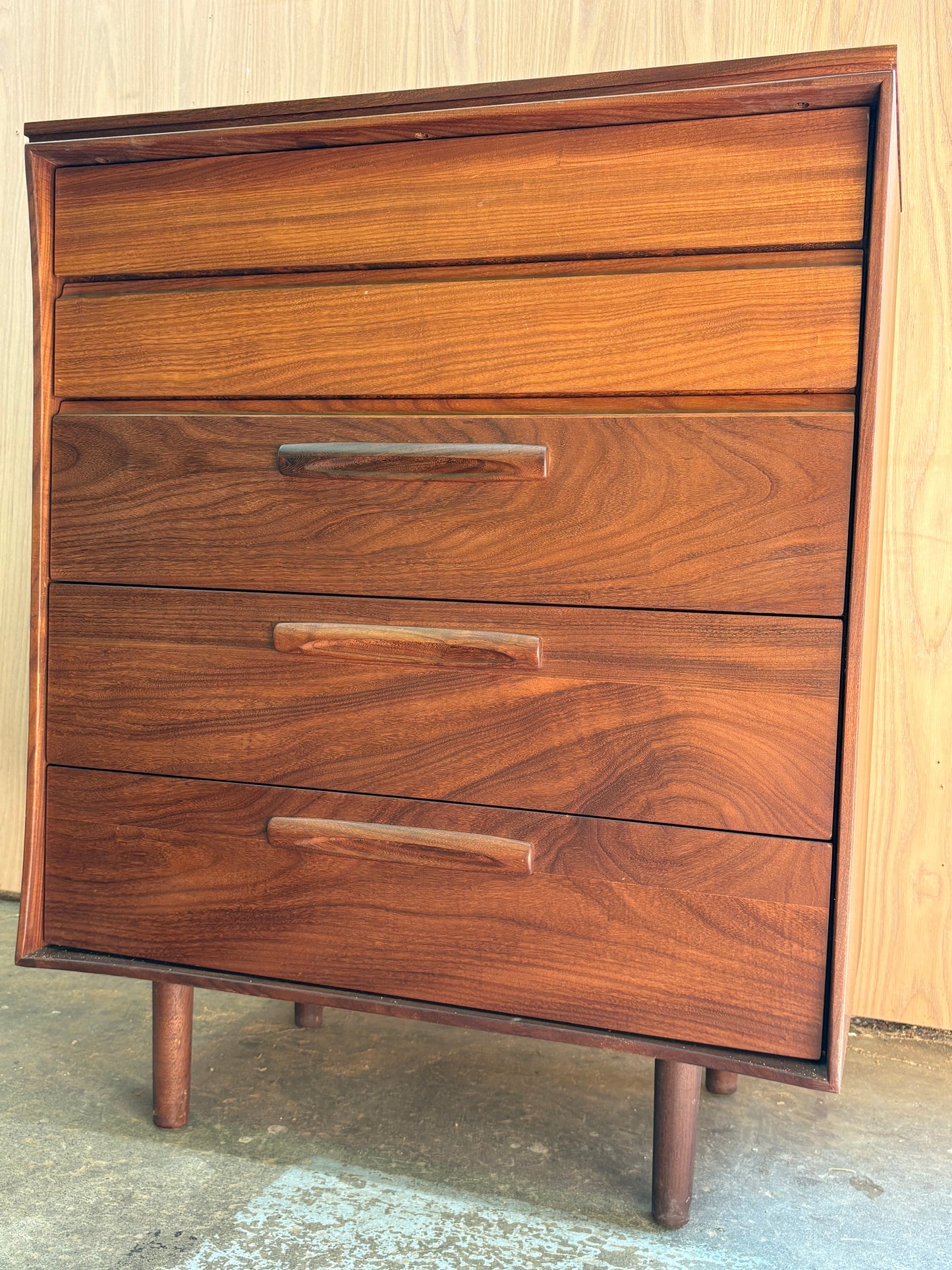 1960s Solid Afromosia Highboy Dresser by Jan Kuypers for Imperial