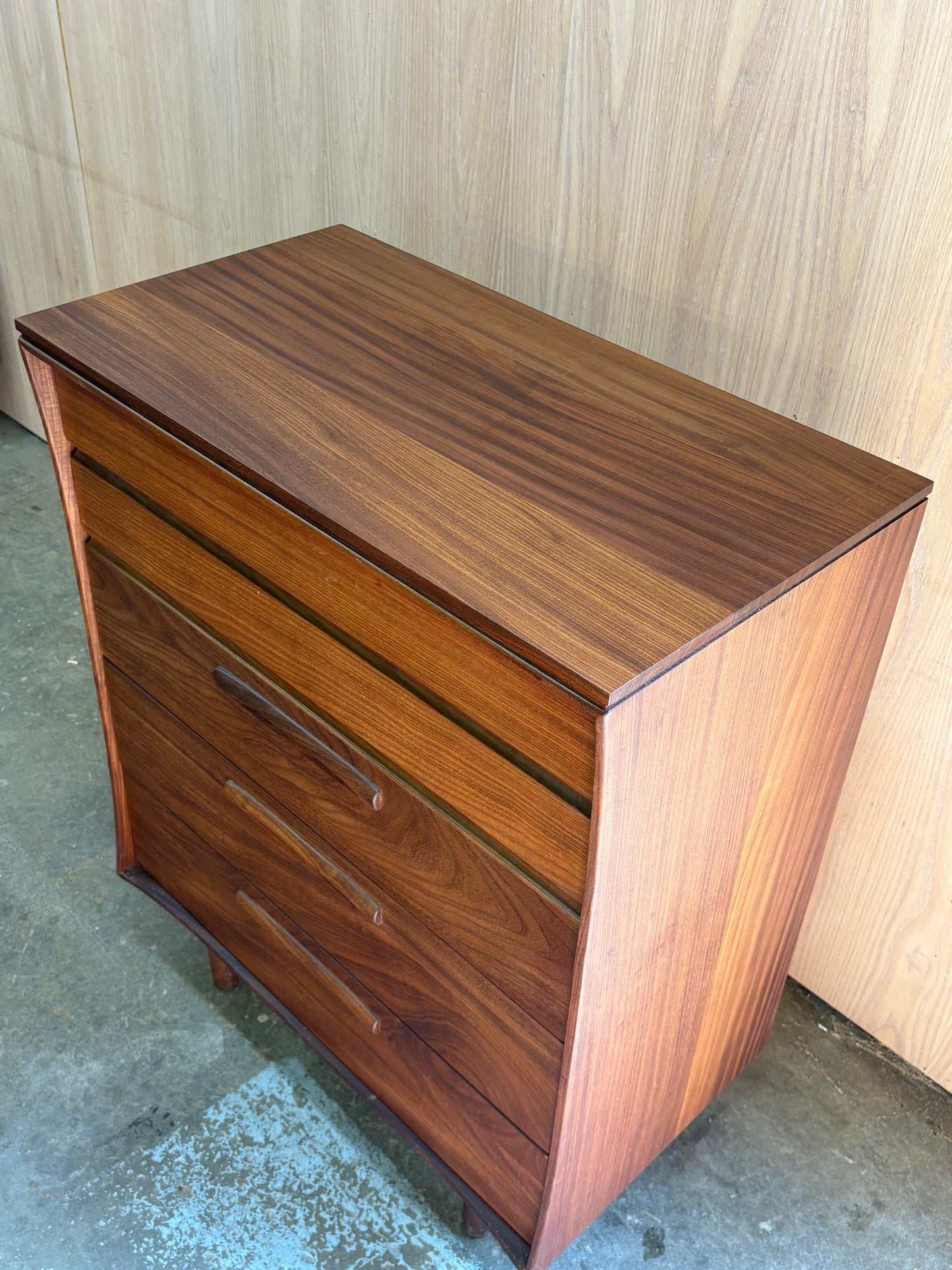 1960s Solid Afromosia Highboy Dresser by Jan Kuypers for Imperial