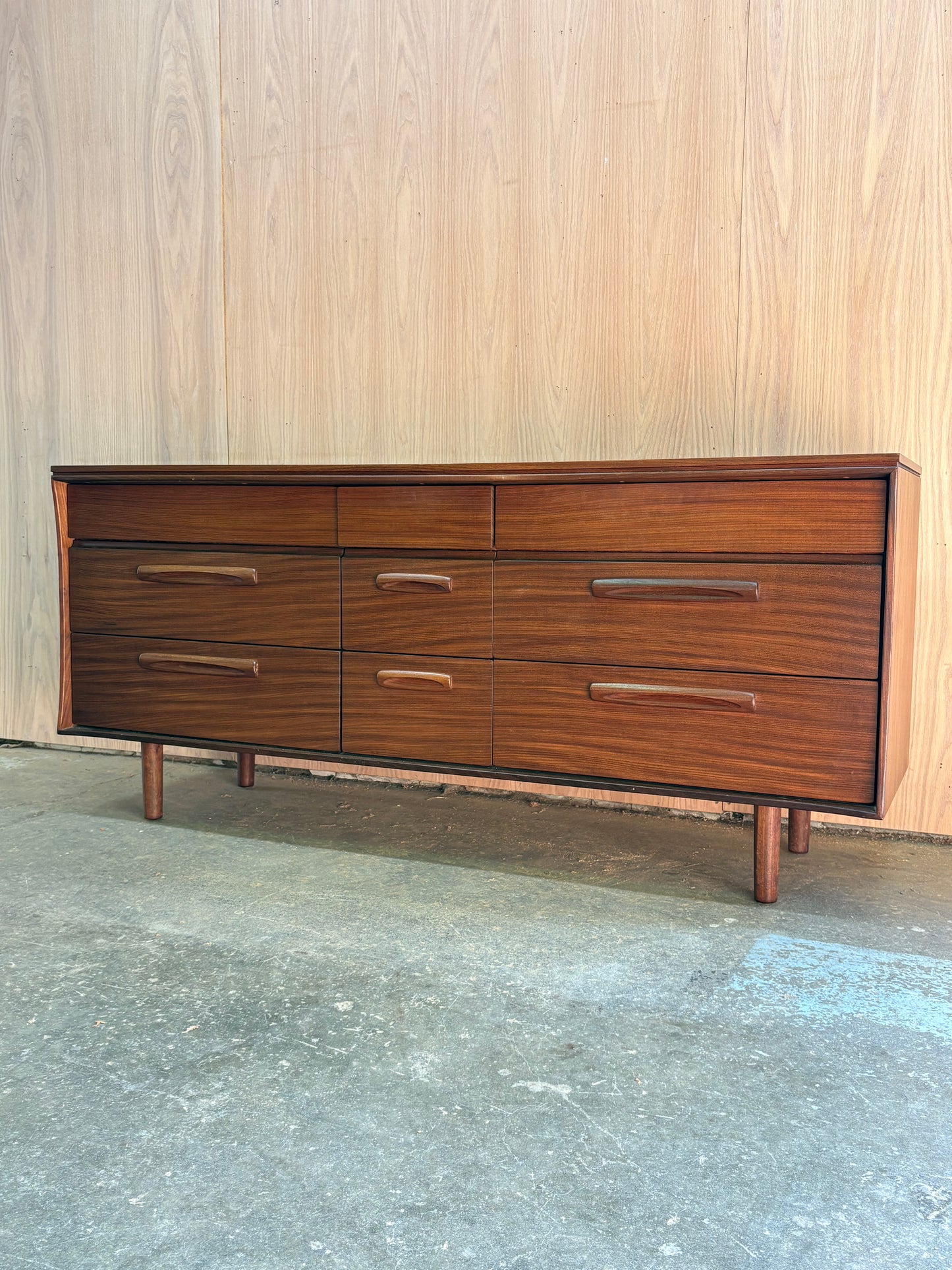 1960s Solid Afromosia Nine-Drawer Dresser by Jan Kuypers for Imperial