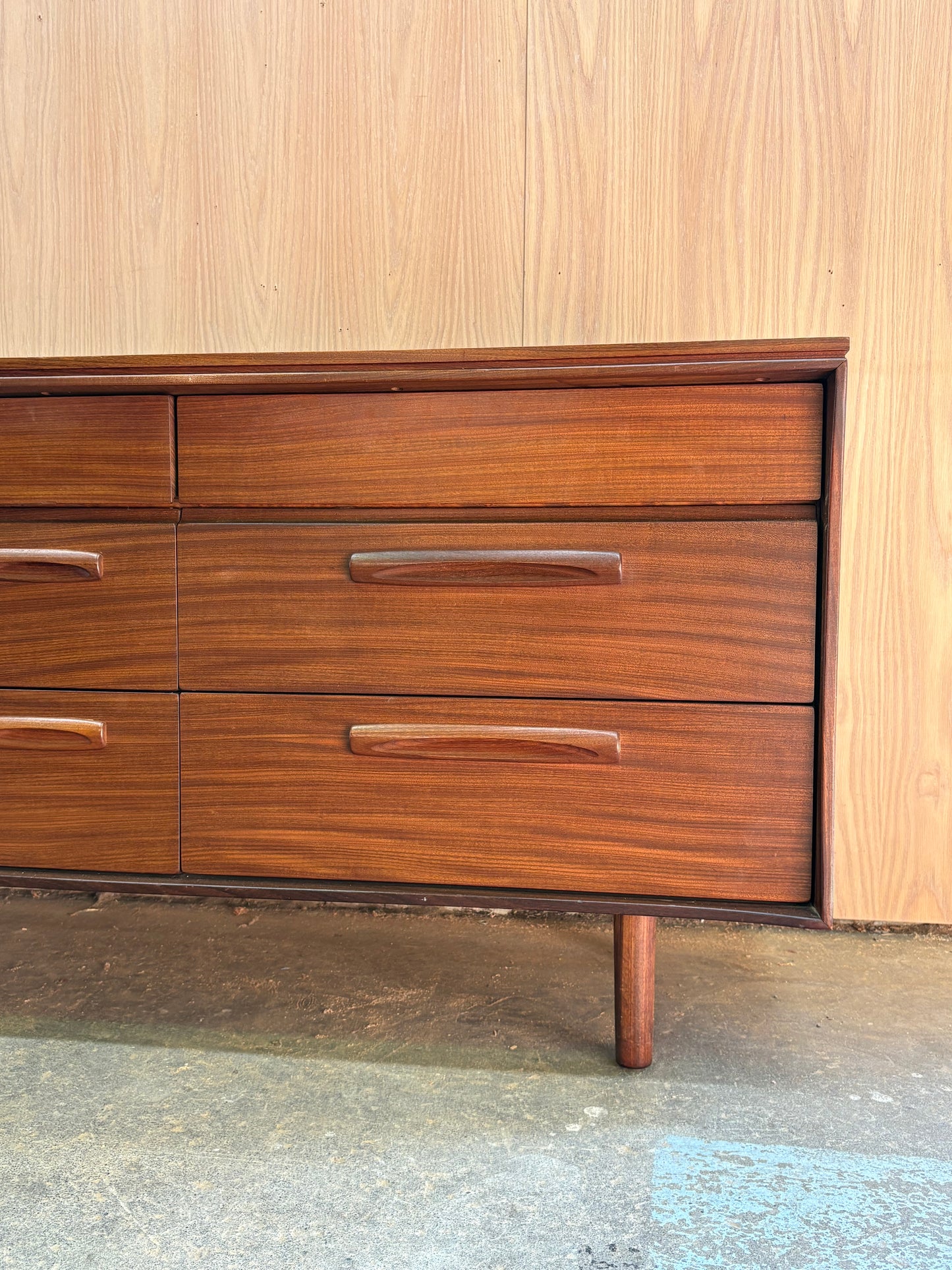 1960s Solid Afromosia Nine-Drawer Dresser by Jan Kuypers for Imperial