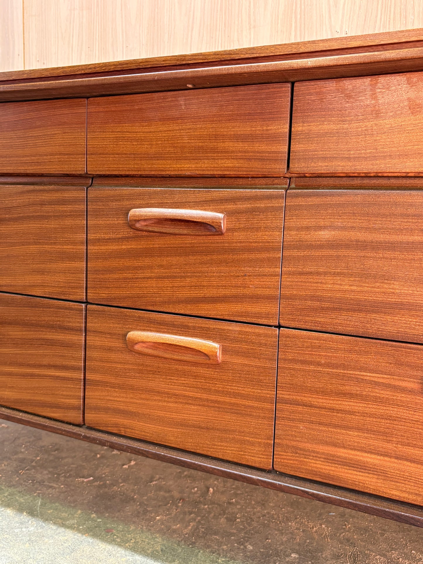 1960s Solid Afromosia Nine-Drawer Dresser by Jan Kuypers for Imperial