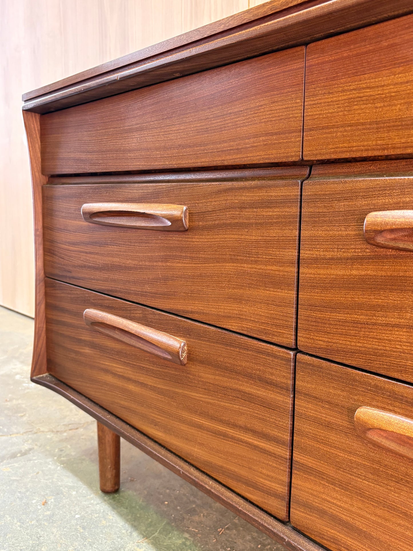 1960s Solid Afromosia Nine-Drawer Dresser by Jan Kuypers for Imperial
