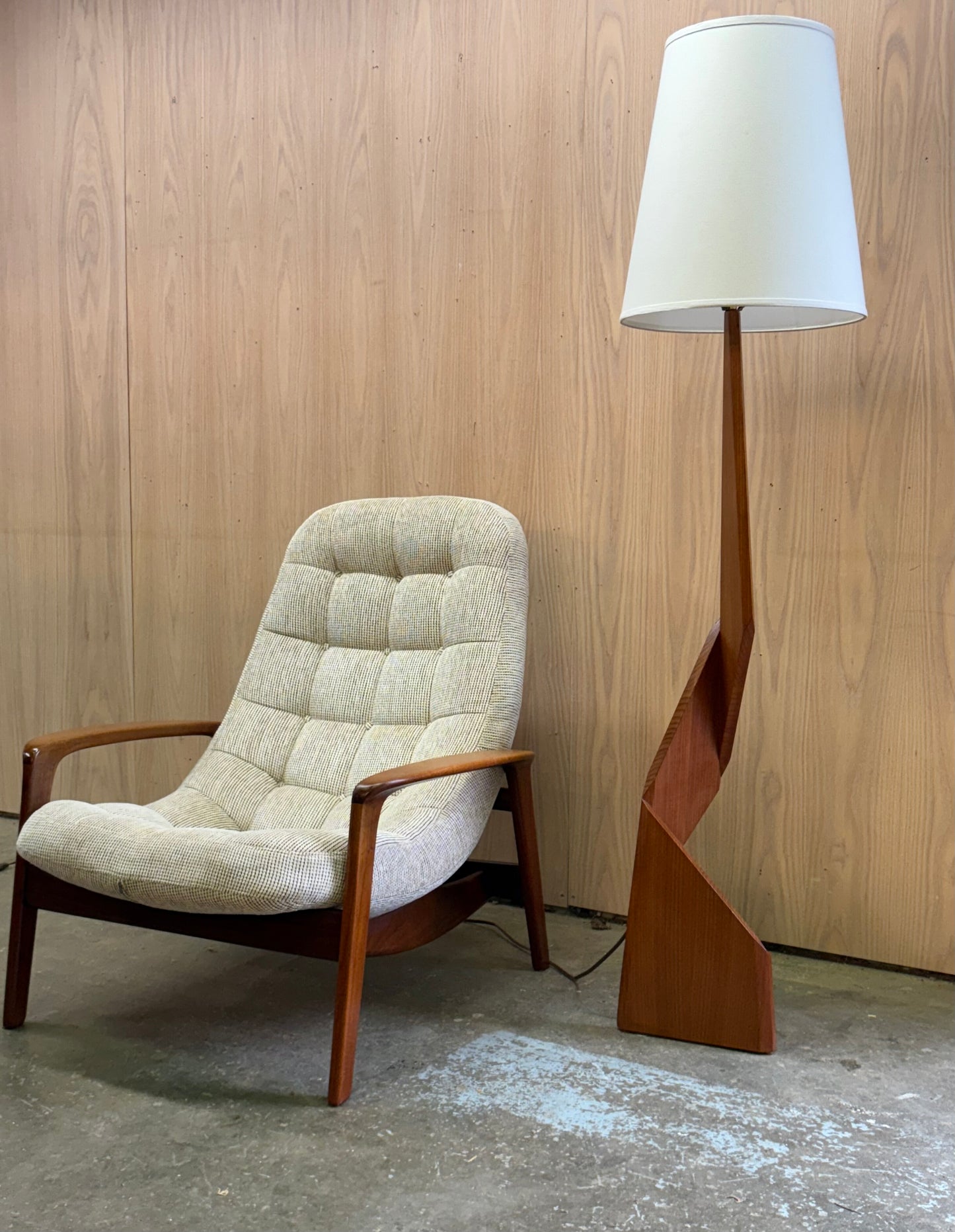 1960s Solid Teak Architectural Floor Lamp