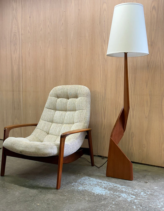 1960s Solid Teak Architectural Floor Lamp