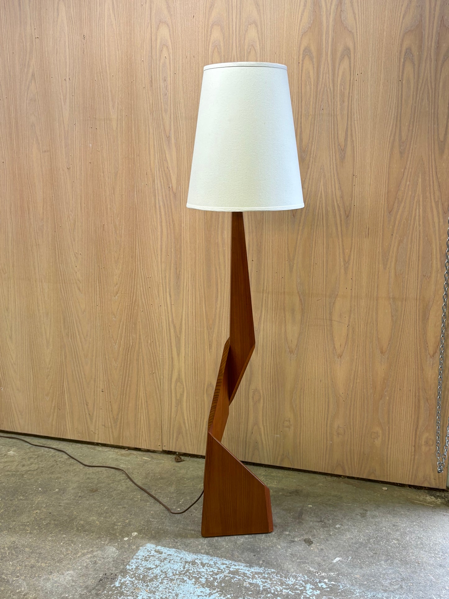 1960s Solid Teak Architectural Floor Lamp