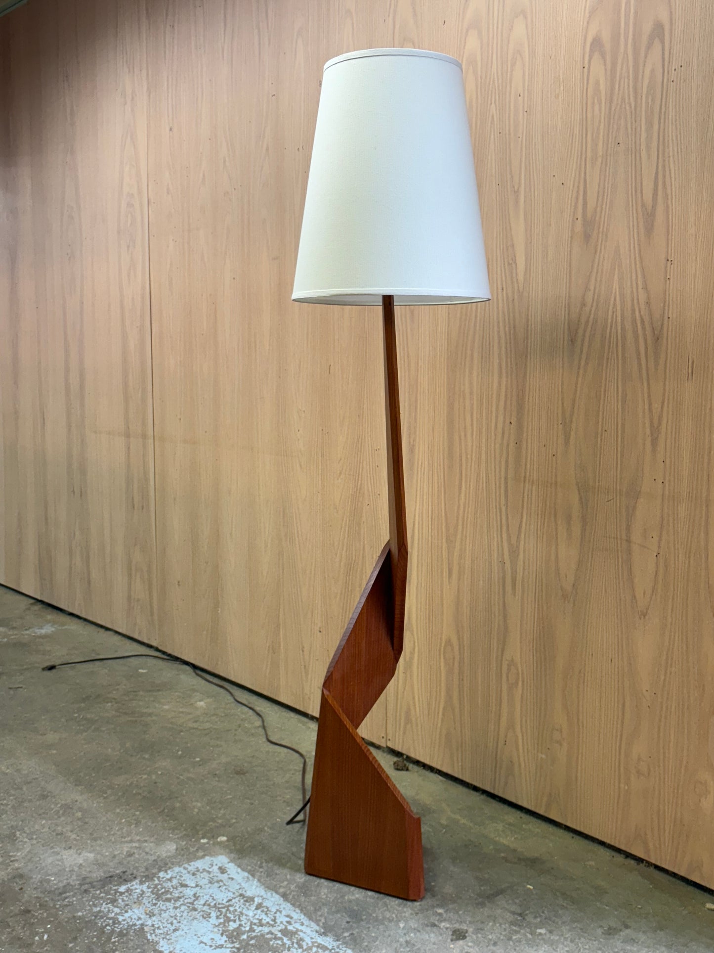 1960s Solid Teak Architectural Floor Lamp