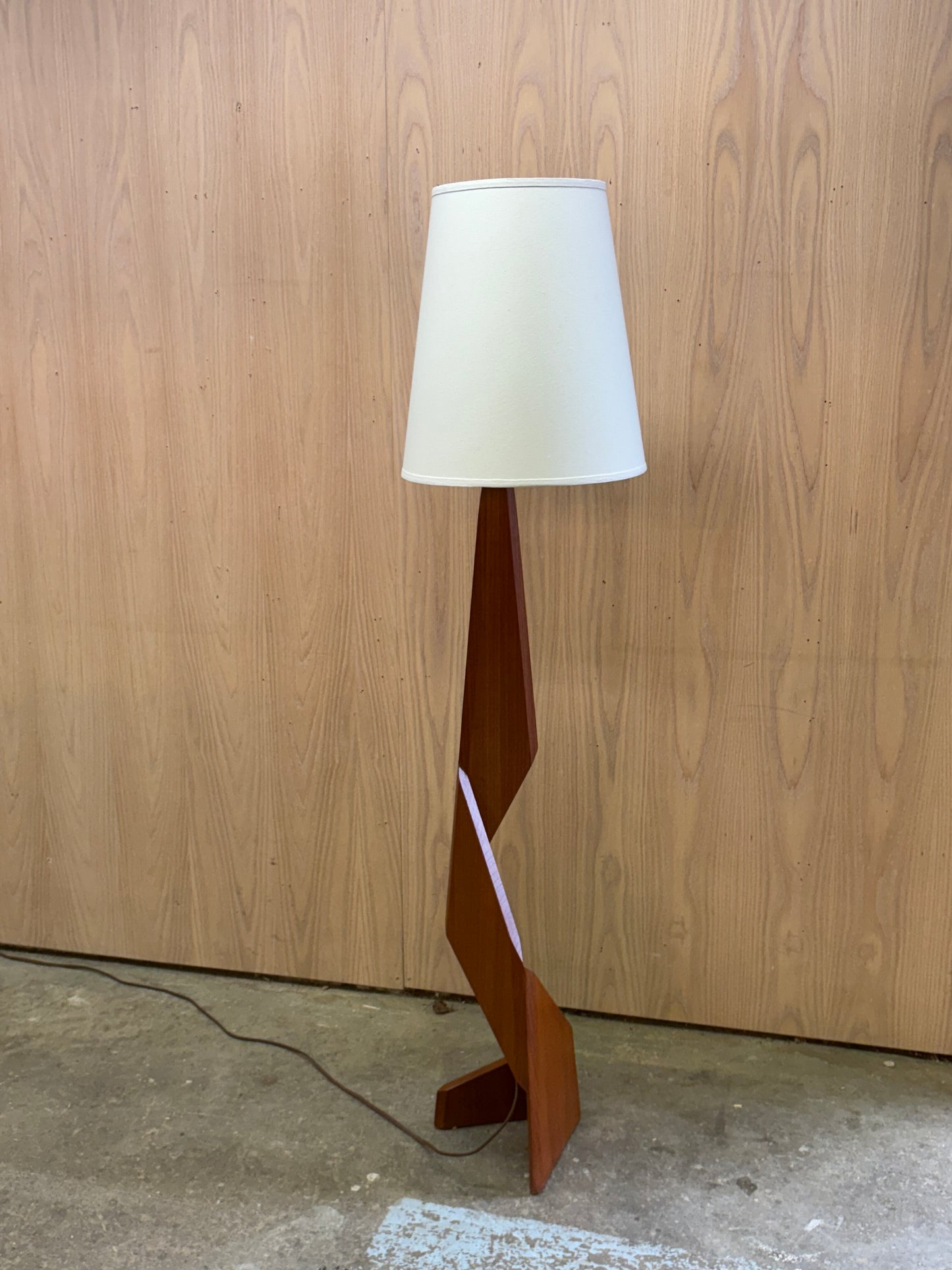 1960s Solid Teak Architectural Floor Lamp