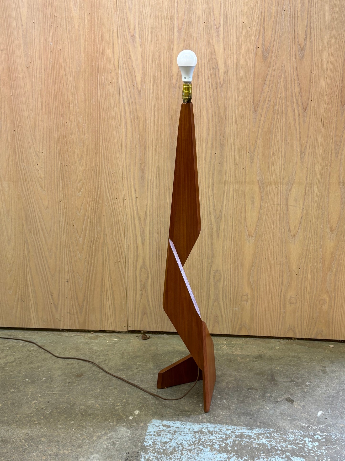 1960s Solid Teak Architectural Floor Lamp