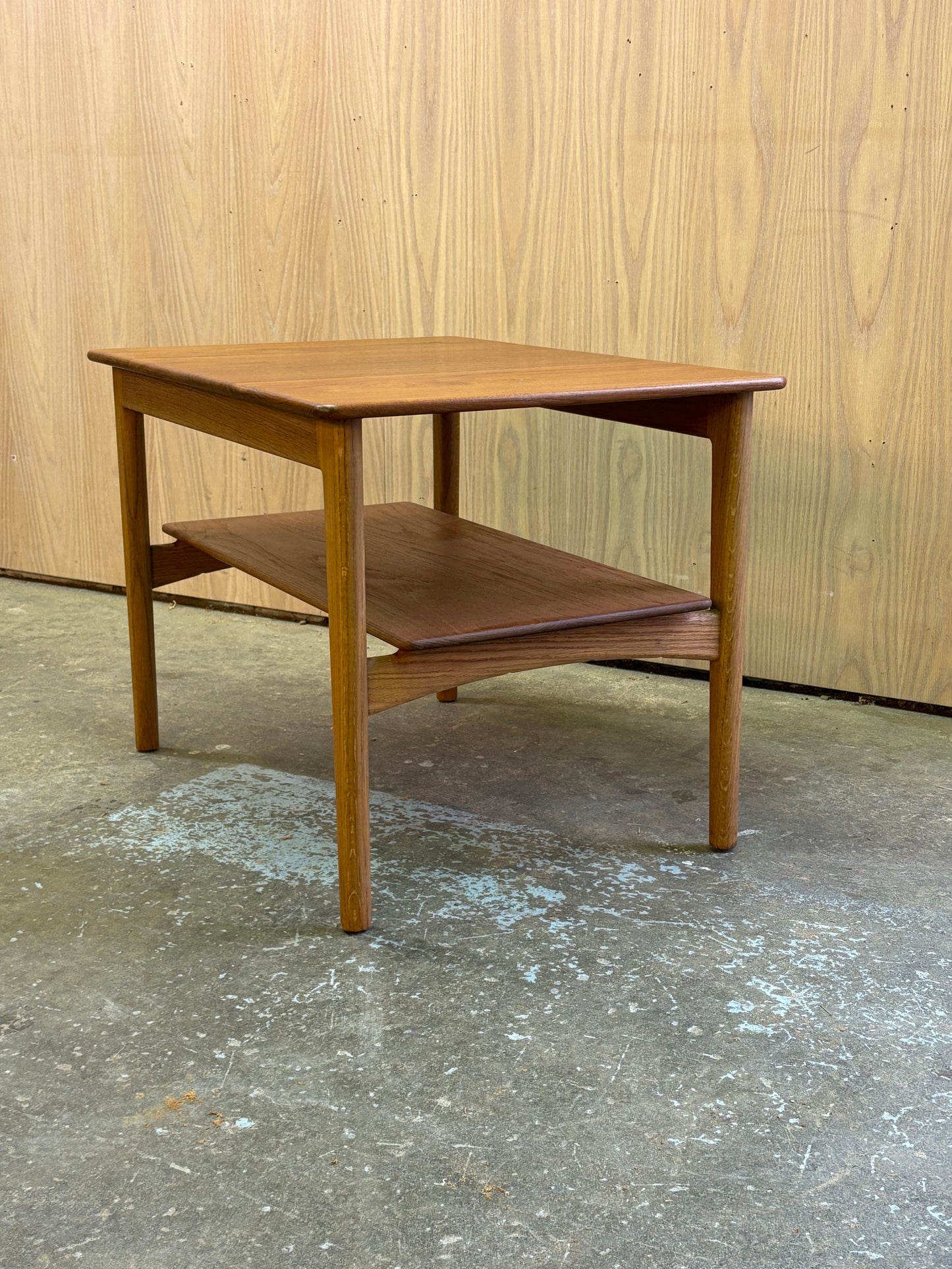 1960s Solid Teak & Oak Side Table by Hans J. Wegner for Johannes Hansen — Model JH566A