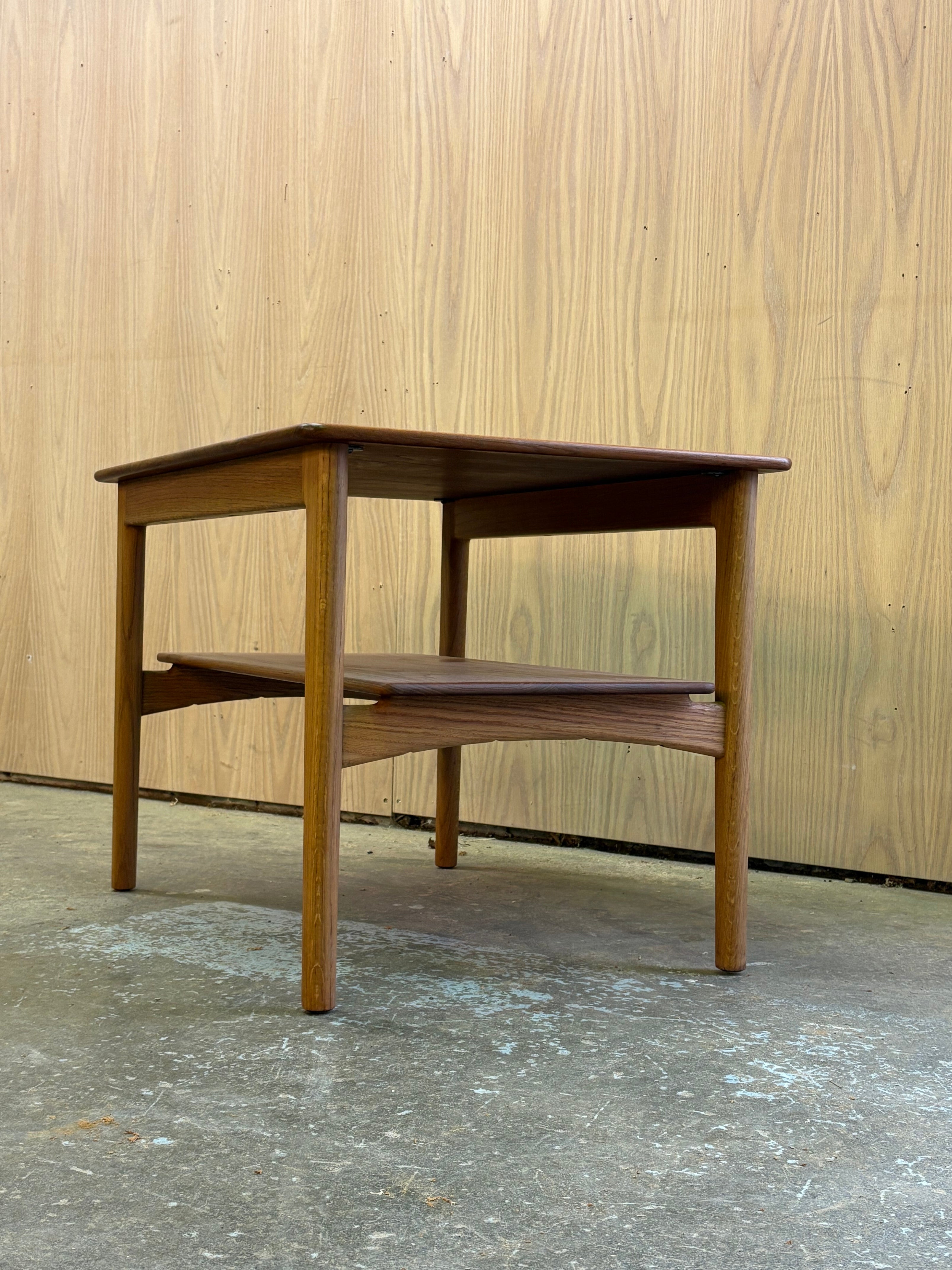 1960s Solid Teak & Oak Side Table by Hans J. Wegner for Johannes