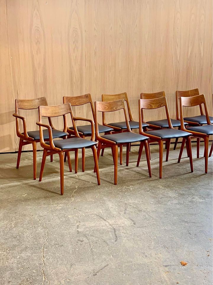 1960s Teak and Leather Dining Chairs by Alfred Christensen