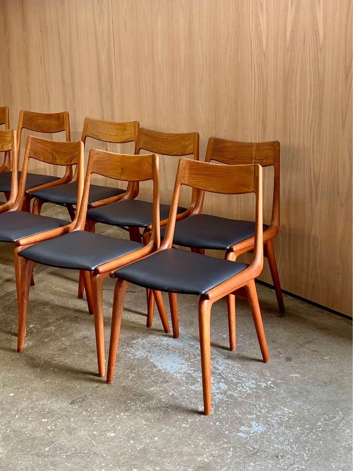 1960s Teak and Leather Dining Chairs by Alfred Christensen