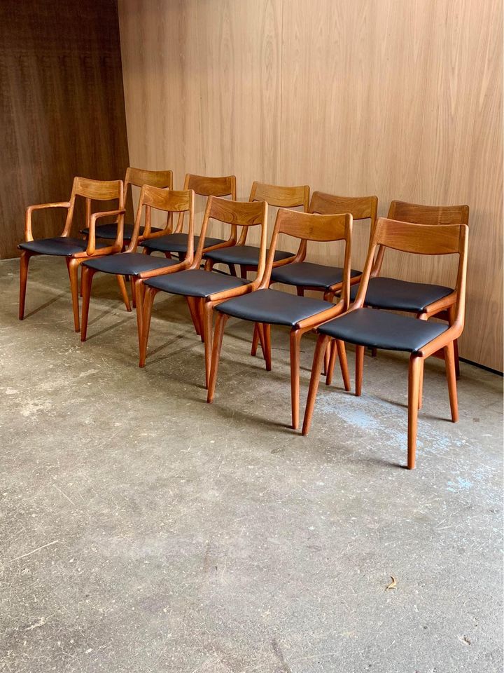 1960s Teak and Leather Dining Chairs by Alfred Christensen