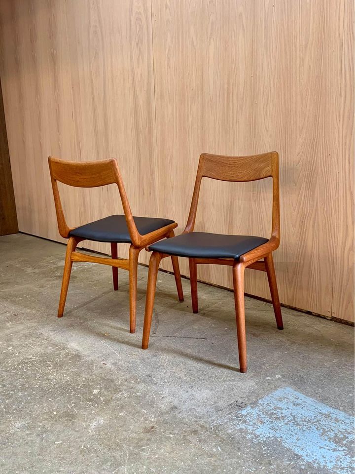 1960s Teak and Leather Dining Chairs by Alfred Christensen