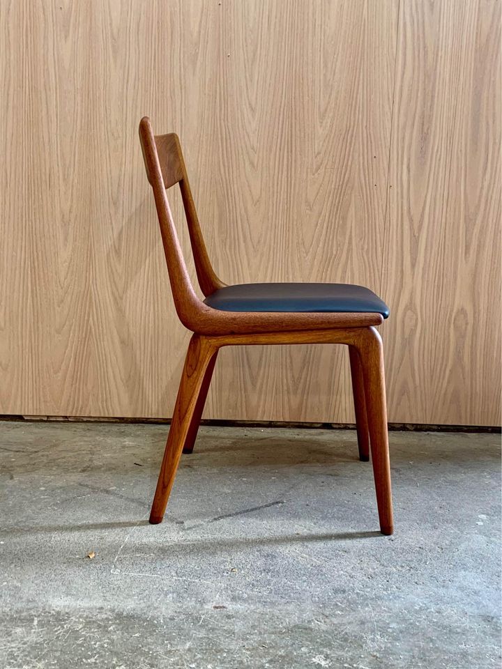 1960s Teak and Leather Dining Chairs by Alfred Christensen