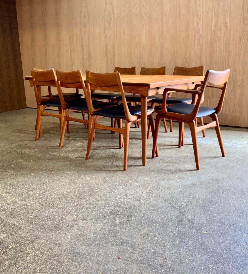 1960s Teak and Leather Dining Chairs by Alfred Christensen