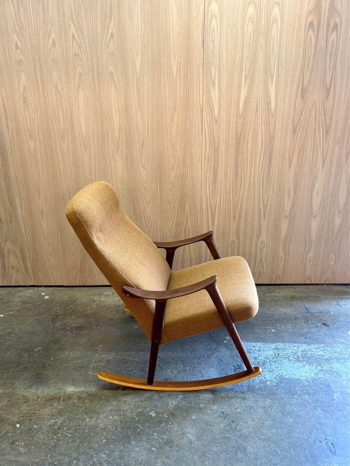 1970s Afrormosia and Teak Norwegian Rocking Chair