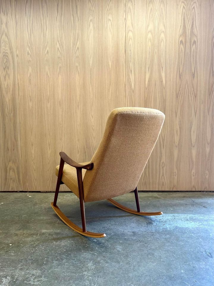 1970s Afrormosia and Teak Norwegian Rocking Chair