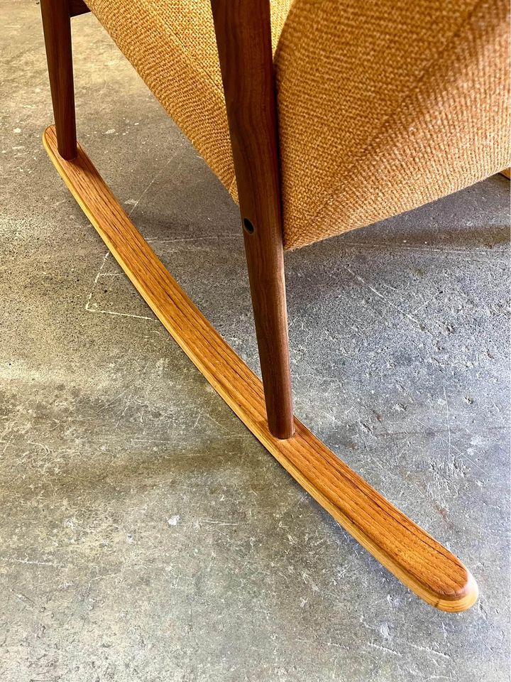 1970s Afrormosia and Teak Norwegian Rocking Chair