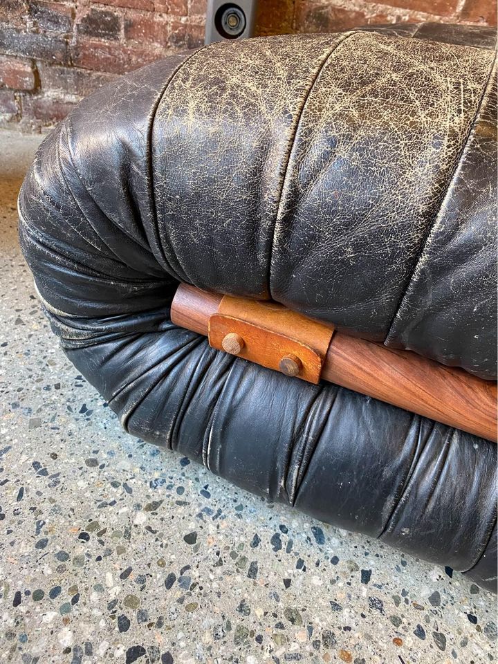 1970s Brazilian Leather Chair by Percival Lafer