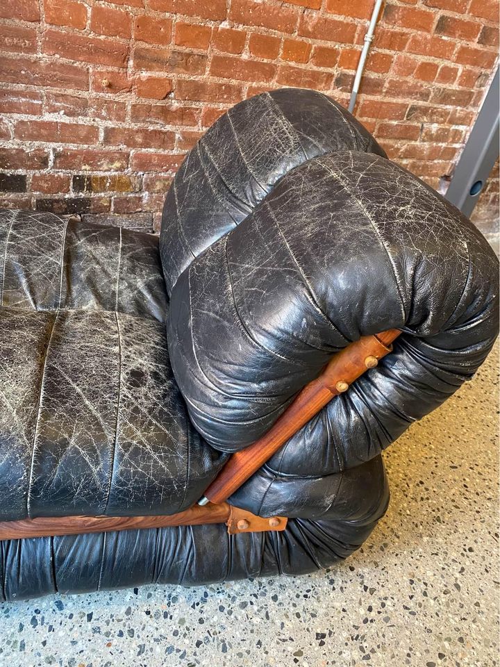 1970s Brazilian Leather Chair by Percival Lafer