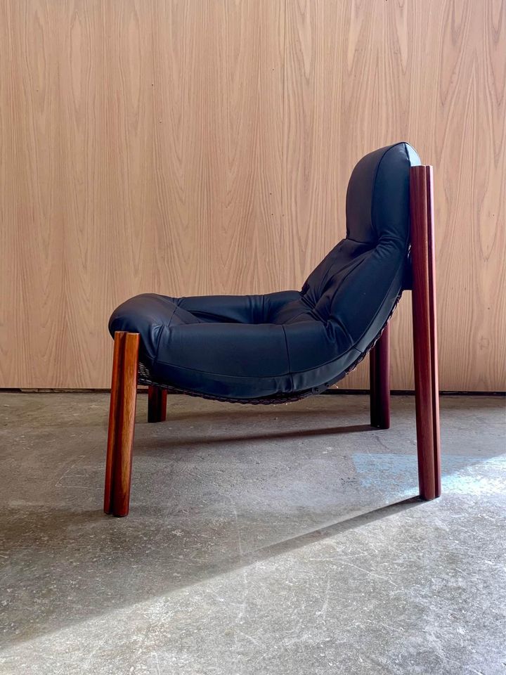 1970s Brazilian Leather Lounge Chair by Percival Lafer