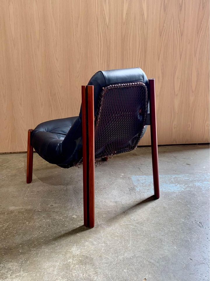 1970s Brazilian Leather Lounge Chair by Percival Lafer