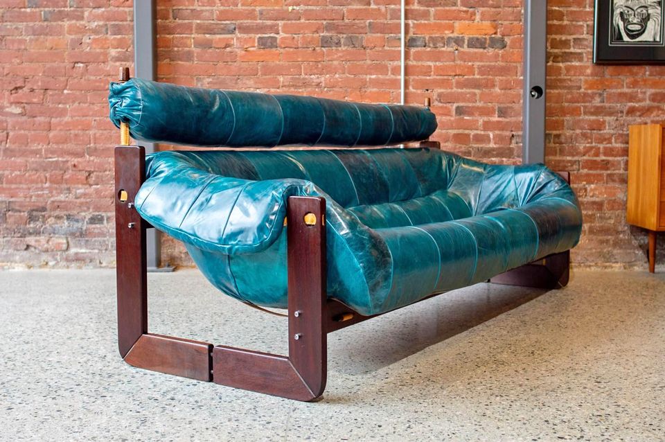 1970s Brazilian Leather MP97 Sofa by Percival Lafer