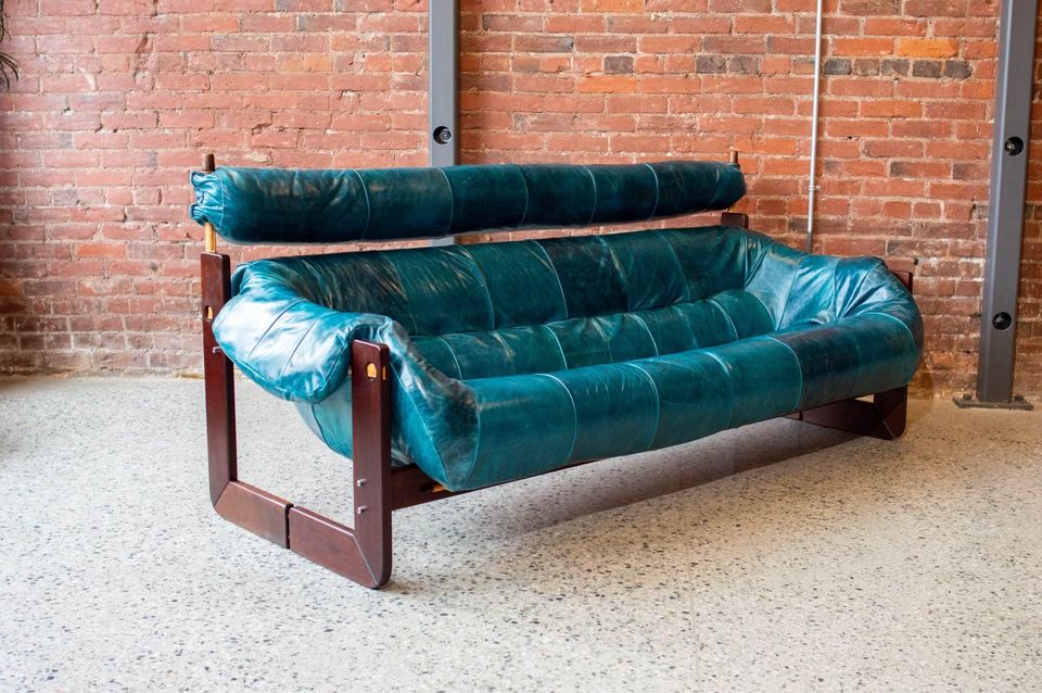 1970s Brazilian Leather MP97 Sofa by Percival Lafer