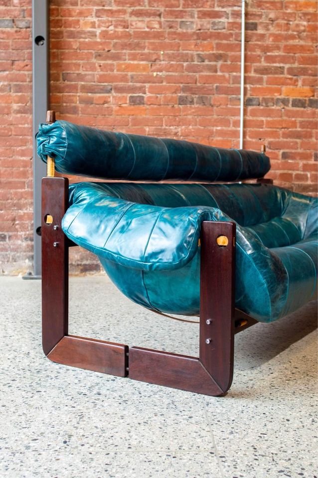 1970s Brazilian Leather MP97 Sofa by Percival Lafer