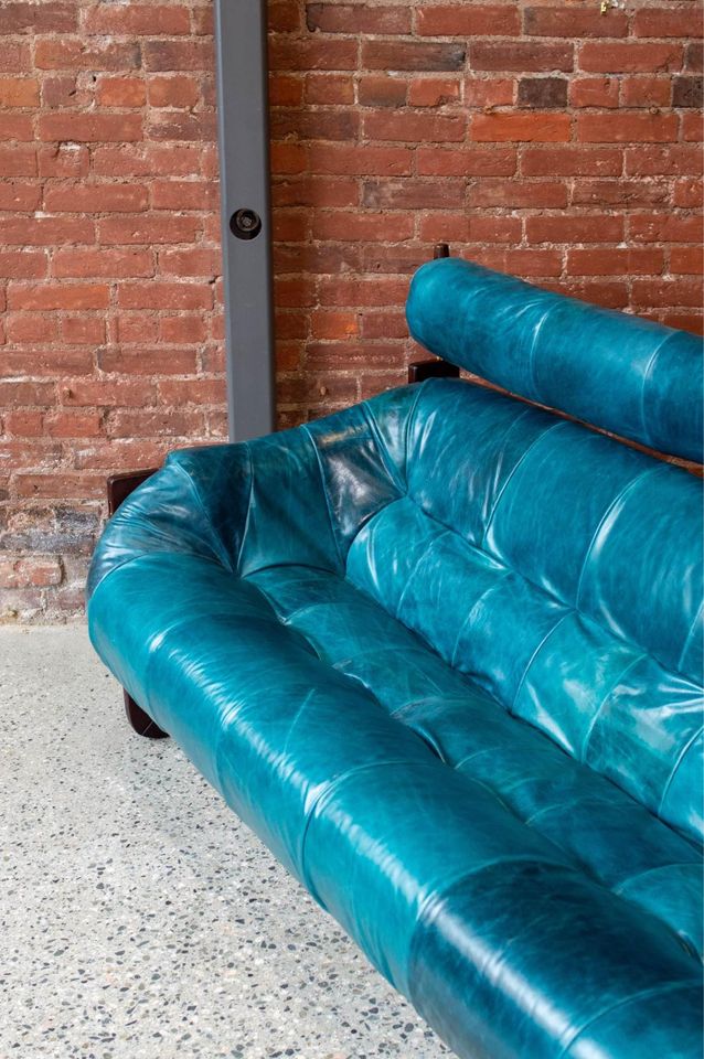 1970s Brazilian Leather MP97 Sofa by Percival Lafer