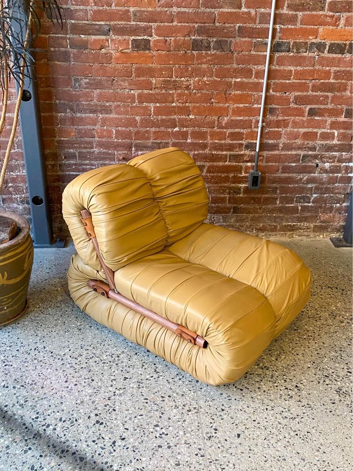 1970s Brazilian Wood and Leather “MP-115” Chair by Percival Lafer