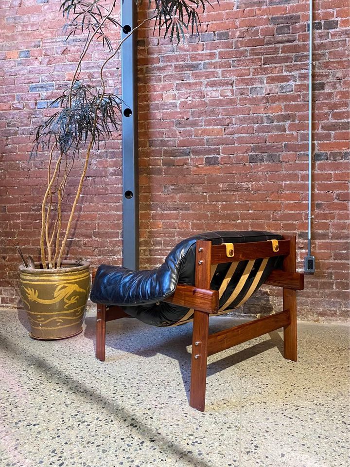 1970s Brazilian Wood and Leather “MP41” Chair