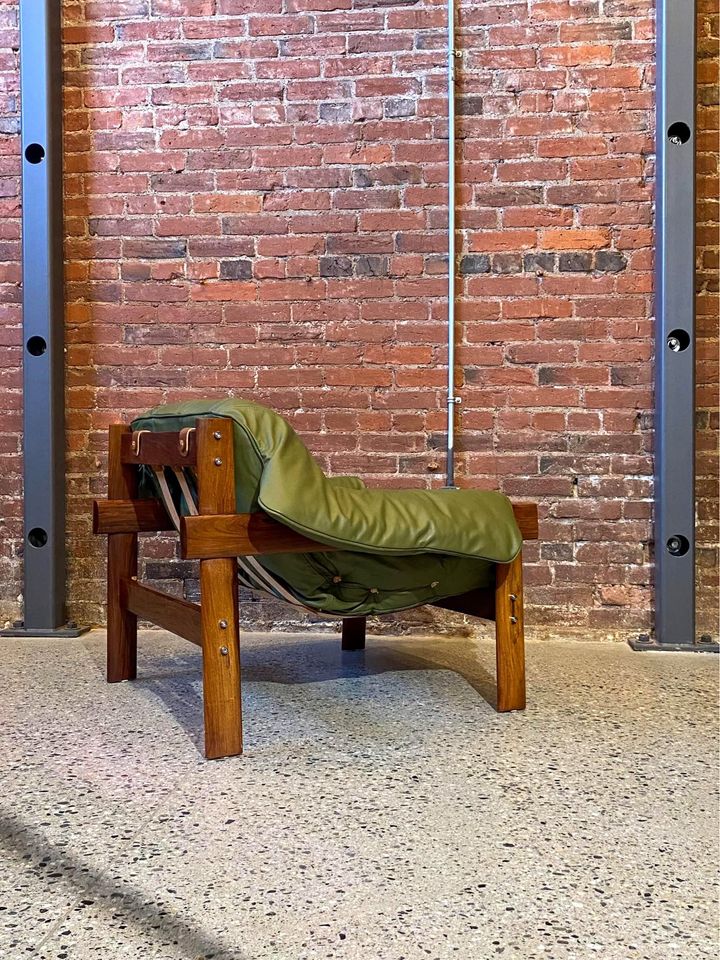 1970s Brazilian Wood and Leather MP41 Lounge Chair by Percival Lafer