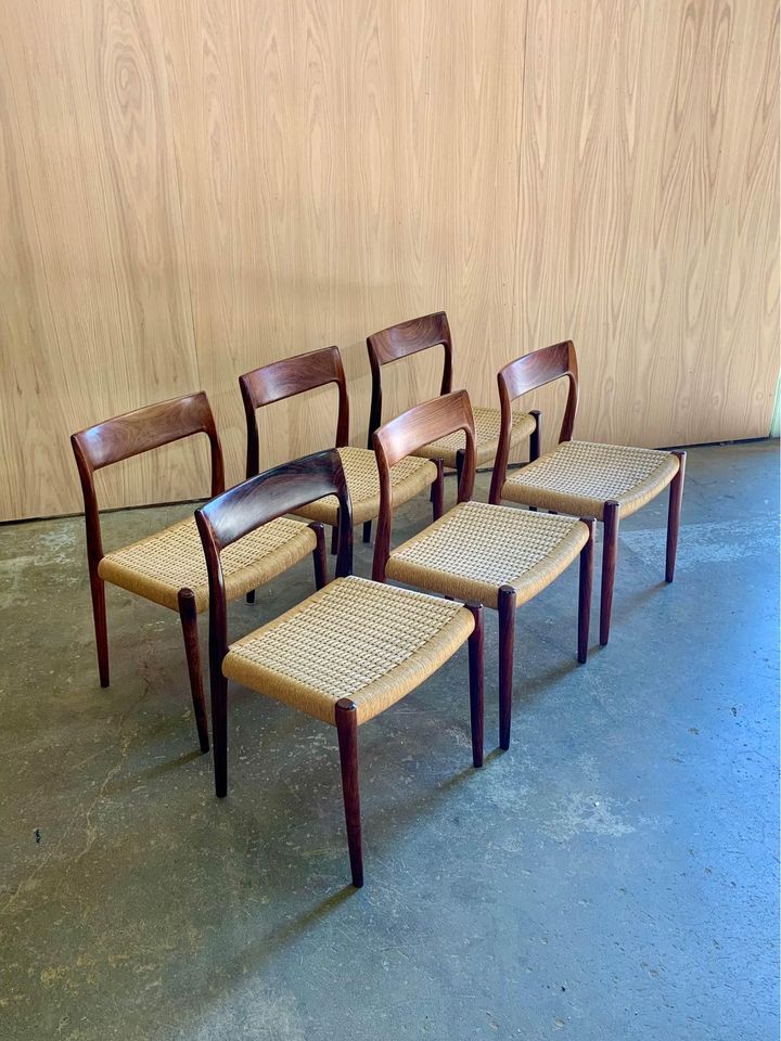 1970s Danish Rosewood Dining Chairs by Niels Møller Model 77