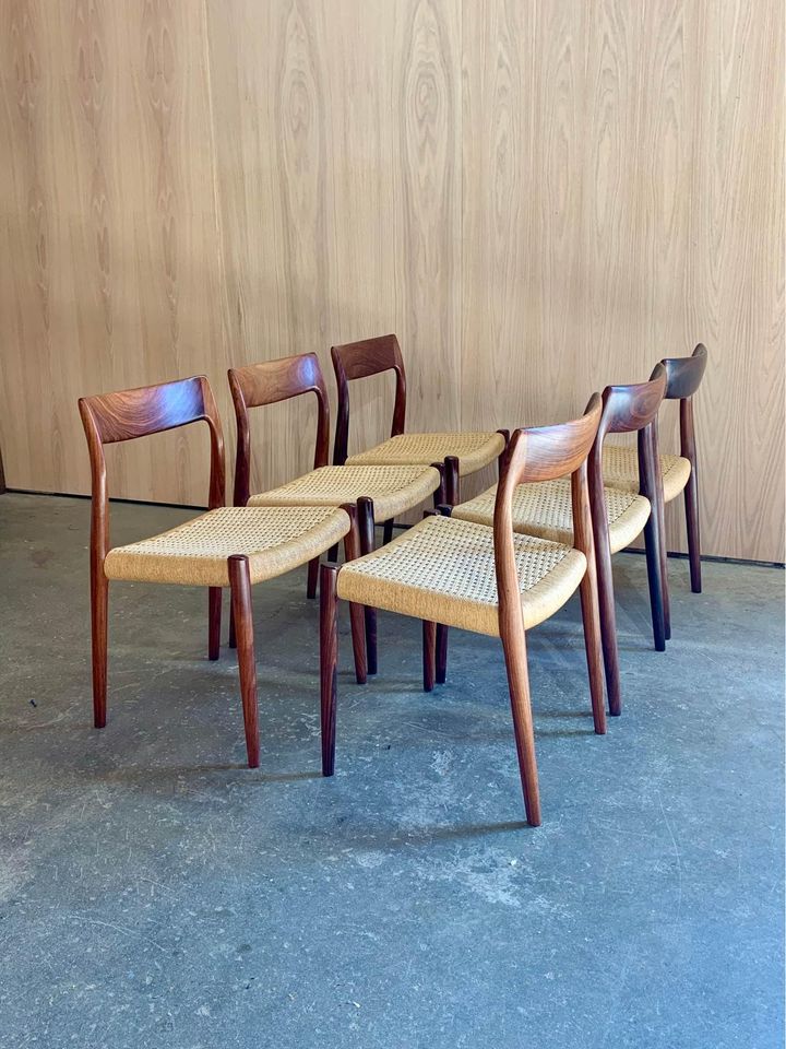 1970s Danish Rosewood Dining Chairs by Niels Møller Model 77