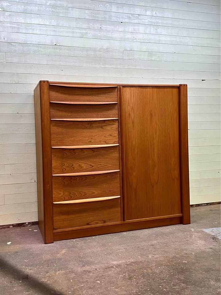 1970s Danish Teak Armoire Dresser