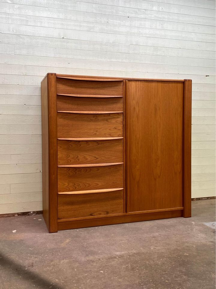 1970s Danish Teak Armoire Dresser