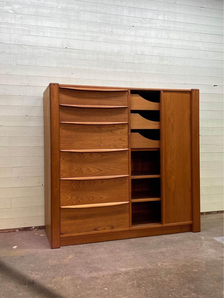 1970s Danish Teak Armoire Dresser