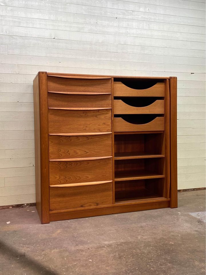 1970s Danish Teak Armoire Dresser